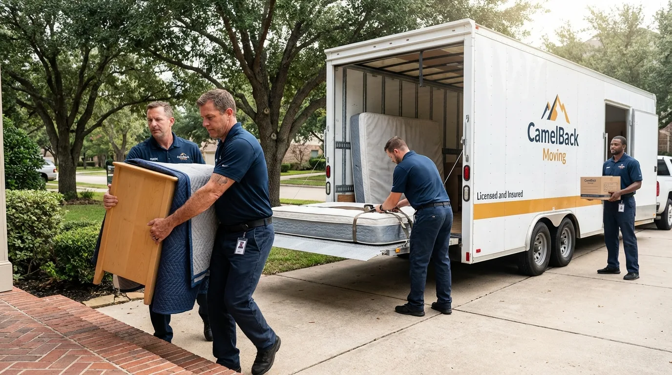 Crew loading residential truck for cross-state move from Vieques, PR